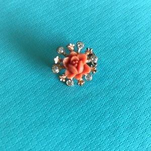 Vintage carved rose brooch